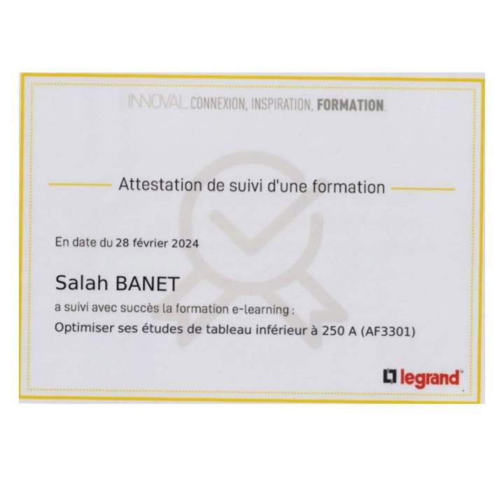 Attestation de suivi d'une formation 