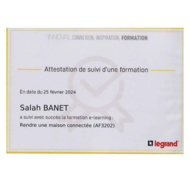 Attestation de suivi d'une formation 