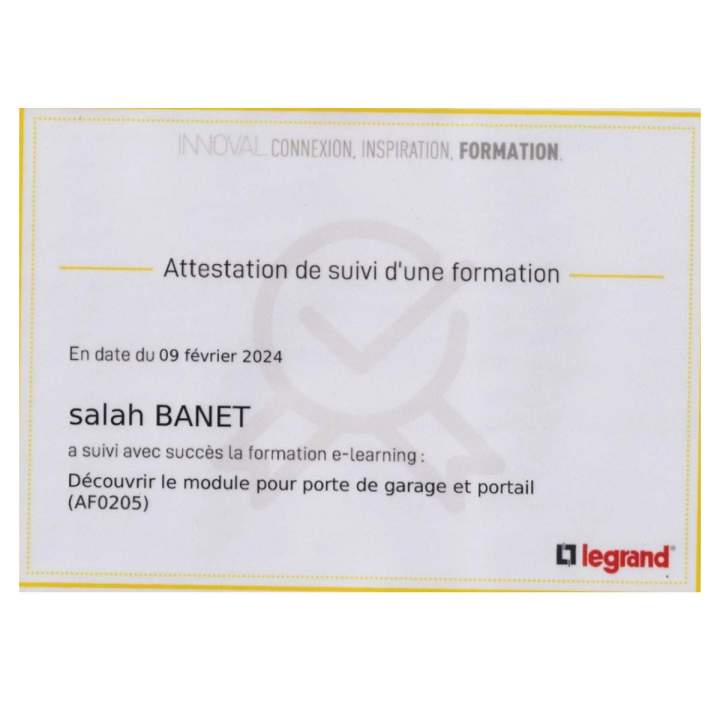 Attestation de suivi d'une formation 