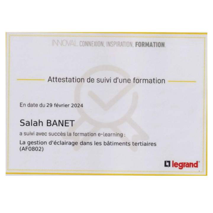 Attestation de suivi d'une formation 
