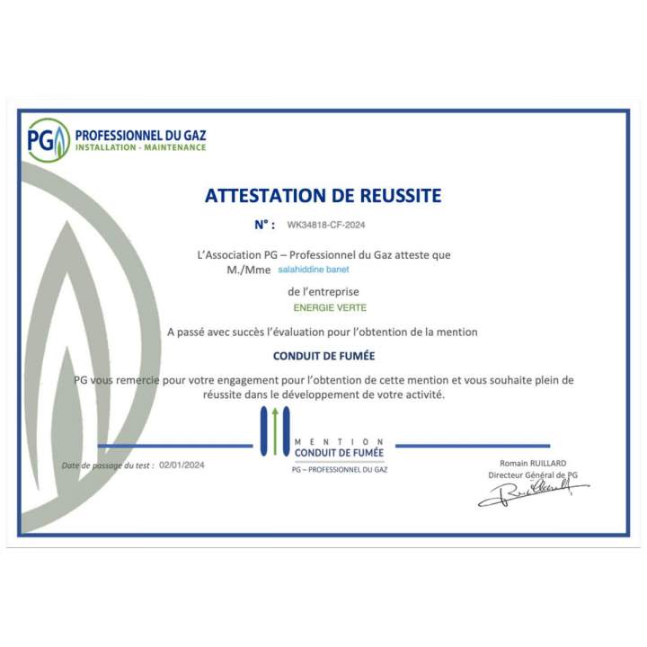 Attestation de réussite