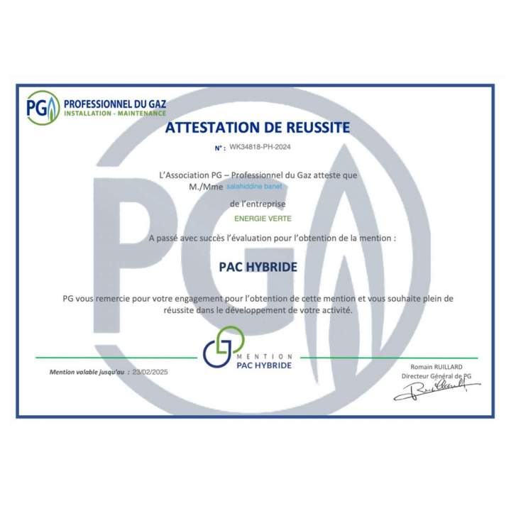 Attestation de réussite 