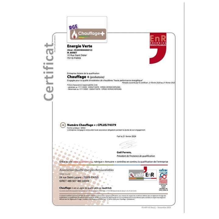 Certificat RGE Île-de-France